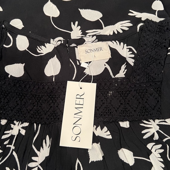NEW Sonmer Spain Silvia Dress Black & White Print Midi - Picture 10 of 10